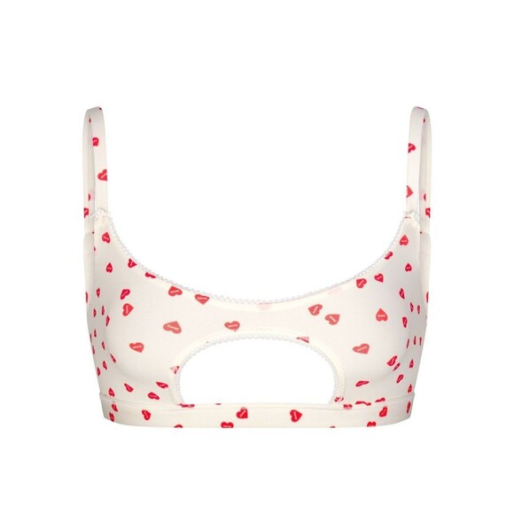 skims fits everybody picot cut out scoop bralette ruby hearts - Picture 1 of 5